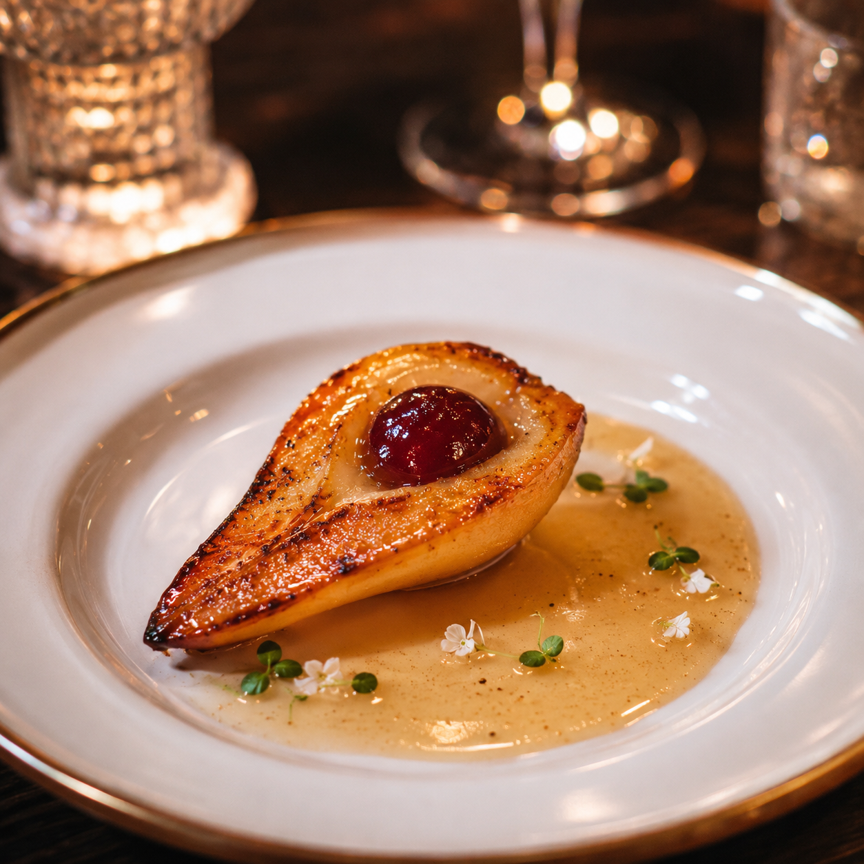 Pickled pear dessert by Ardor Atelier